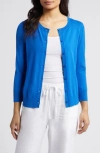 Caslon Crewneck Cardigan In Blue Marmara