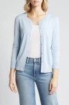 Caslon Crewneck Cardigan In Blue Skyway