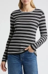 Caslon ® Crewneck Long Sleeve T-shirt In Black- White Adrian Stripe