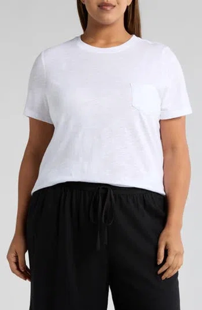 Caslon ® Crewneck Slub Jersey Pocket T-shirt In White
