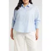 Caslon Linen Blend Button-up Shirt In Blue Cornflower Cross Dye