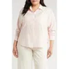Caslon ® Dolman Sleeve Cotton Button-up Shirt In Pink Beach Cross Dye