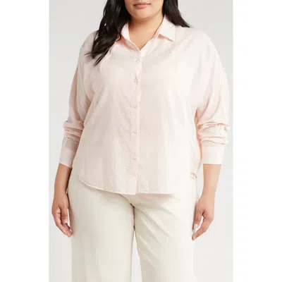 Caslon ® Dolman Sleeve Cotton Button-up Shirt In Pink Beach Cross Dye
