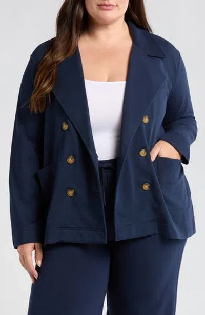 Caslon ® Double Breasted Knit Blazer In Blue