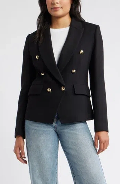 Caslon ® Double Breasted Twill Blazer In Black