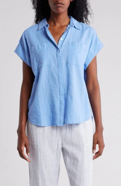 Caslon Double Pocket Camp Shirt In Blue Cornflower