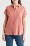 Caslon ® Double Pocket Camp Shirt In Pink Canyon