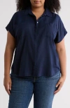 Caslon ® Double Pocket Linen Blend Camp Shirt