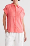 Caslon ® Double Pocket Linen Blend Camp Shirt In Pink