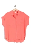 Caslon ® Double Pocket Linen Blend Camp Shirt In Red