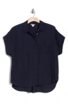 Caslon ® Double Pocket Linen Blend Camp Shirt In Navy Blazer