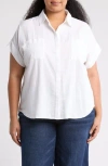 Caslon ® Double Pocket Linen Blend Camp Shirt In White