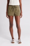 Caslon Drawstring Linen Blend Shorts In Olive Burnt