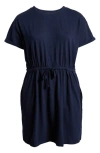 Caslon Drawstring Waist Organic Cotton T-shirt Dress In Navy Blazer