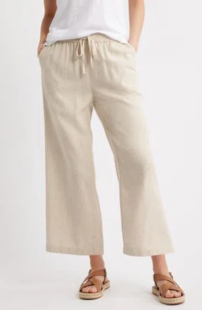Caslon ® Drawstring Wide Leg Linen Blend Pants In Neutral