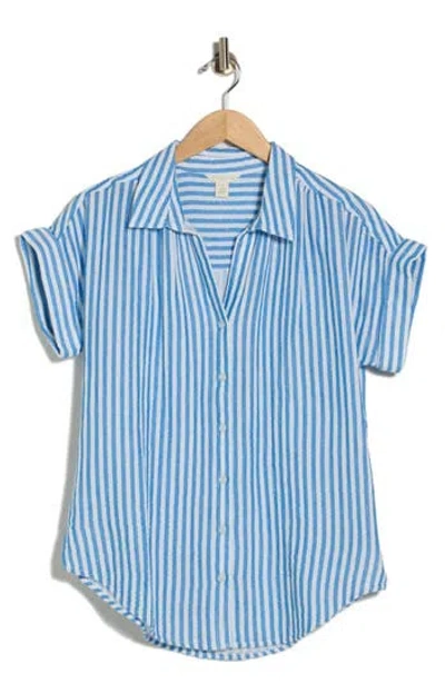 Caslon ® Duo Gauze Button-up Shirt In Blue