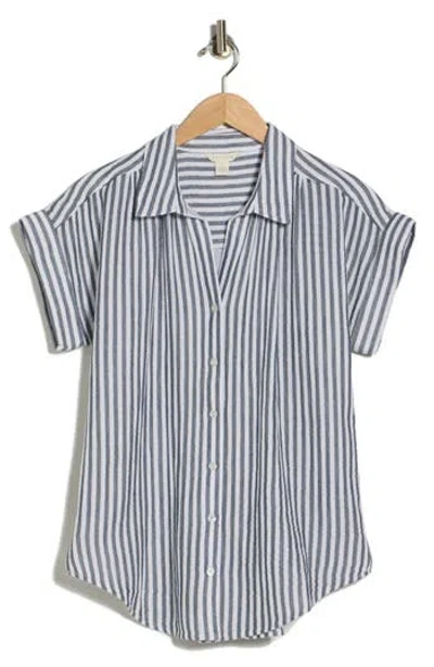 Caslon ® Duo Gauze Button-up Shirt In Blue