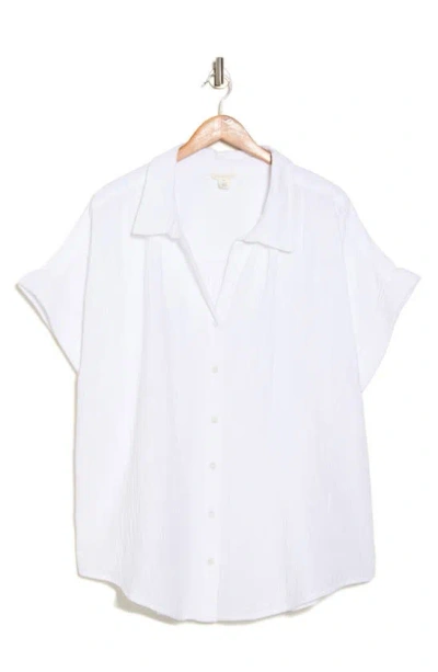 Caslon Duo Gauze Camp Shirt In White