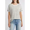 Caslon ® Ease Stripe Crewneck T-shirt In Olive Burnt-white Charm Stripe