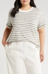 Caslon ® Ease Stripe Crewneck T-shirt In Olive Burnt-white Charm Stripe