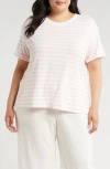 Caslon ® Ease Stripe Crewneck T-shirt In Pink Beach- White Charm Stripe