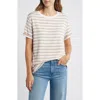 Caslon ® Ease Stripe Crewneck T-shirt In Tan Oxford- White Charm Stripe