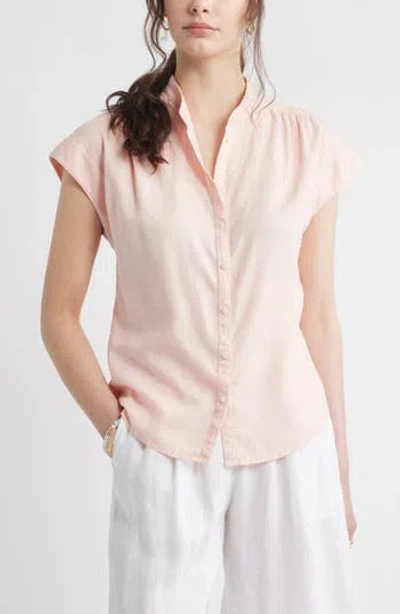Caslon ® Easy Cap Sleeve Linen Blend Button-up Shirt In Pink