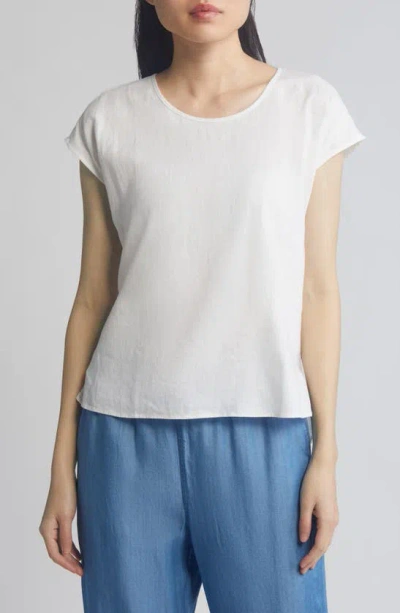 Caslon Easy Linen Blend Popover Top In White