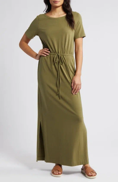 Caslon Easy Tie Waist Maxi Dress In Olive Burnt