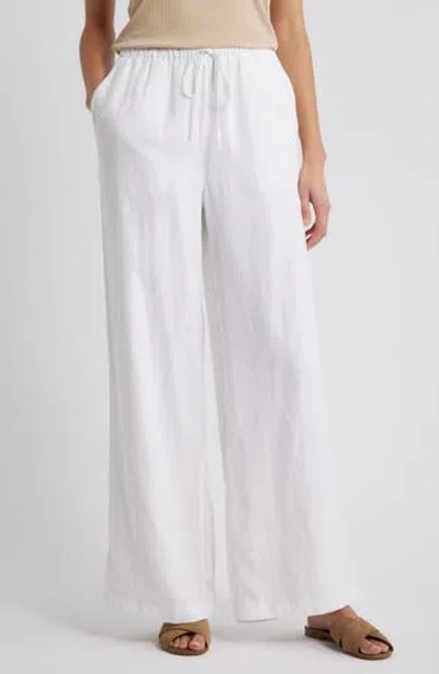 Caslon ® Easy Wide Leg Linen Pants In White