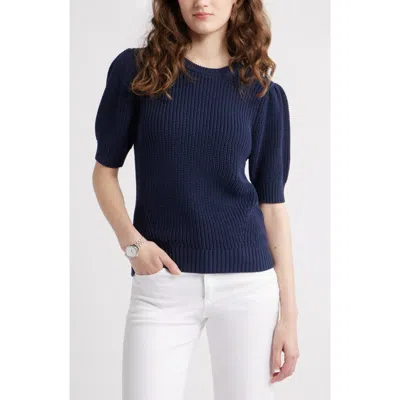 Caslon ® Elbow Sleeve Cotton Sweater In Blue