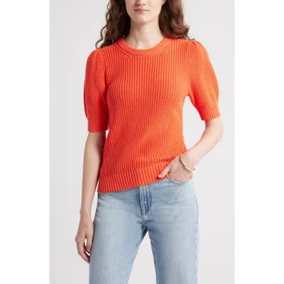 Caslon ® Elbow Sleeve Cotton Sweater In Orange