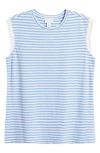 Caslon Embellished Lace Detail Sleeveless Top In Blue C- White Brooke Stripe