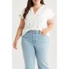 Caslon ® Embroidered Ruffle Accent Cotton Gauze Top In White