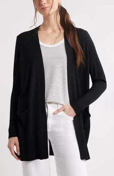 Caslon ® Everyday Open Front Cardigan In Black