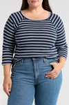 Caslon ® Exposed Seam Three Quarter Sleeve T-shirt In Blue