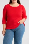 Caslon ® Exposed Seam Three Quarter Sleeve T-shirt In Red