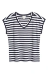 Caslon Extended V-neck T-shirt In Navy Blazer- White Stripe