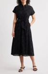 Caslon ® Eyelet Embroidery Cotton Shirtdress In Black