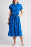 Caslon Eyelet Embroidery Cotton Shirtdress In Blue Marmara