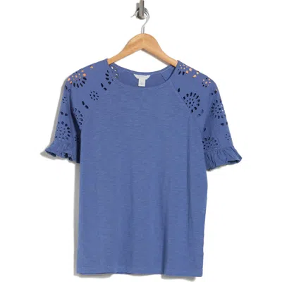 Caslon ® Eyelet Sleeve T-shirt In Blue Moonlight