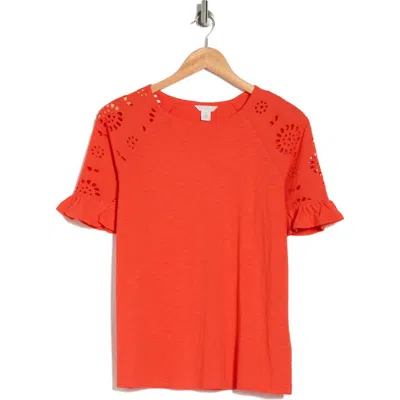 Caslon ® Eyelet Sleeve T-shirt In Red Grenadine