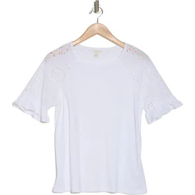 Caslon ® Eyelet Sleeve T-shirt In White