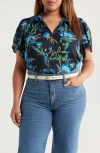 Caslon ® Floral Flounce Sleeve Top In Blue