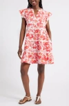 Caslon ® Floral Flutter Sleeve Tiered Cotton Dress In Multi