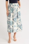 Caslon ® Floral Linen Blend Pull-on Skirt In Multi