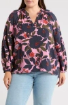 Caslon ® Floral Long Sleeve Popover Top In Pink