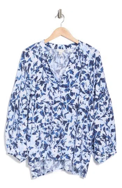 Caslon ® Floral Long Sleeve Popover Top In Blue