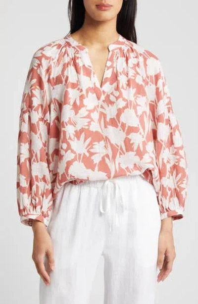 Caslon ® Floral Popover Top In Pink Canyon Phoenix Floral