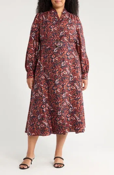Caslon ® Floral Print Long Sleeve Shirtdress In Multi